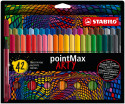 STABILO pointMax ARTY Nylon Tip Writing Pen - Wallet of 42 - Assorted Colours